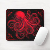 Surrealer roter Oktopus Mousepad (Mit Mouse)