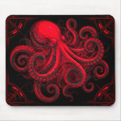 Surrealer roter Oktopus Mousepad (Vorne)
