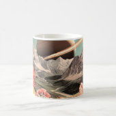 Surrealer Saturn über Bergtal Kaffeetasse (Mittel)