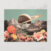 Surrealer Saturn über Mountain Valley Postkarte (Vorderseite)