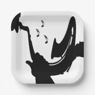 Surrealer Saxophonspiel Pappteller