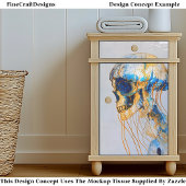 Surrealer Schädel im Ozean, Wasserfarbe EE9L Decou Seidenpapier