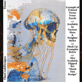 Surrealer Schädel im Ozean, Wasserfarbe EE9R Decou Seidenpapier