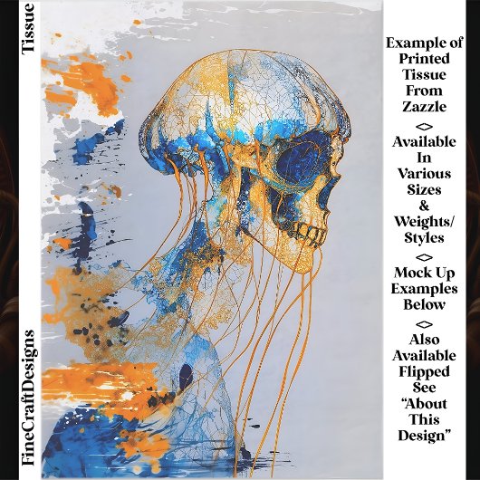 Surrealer Schädel im Ozean, Wasserfarbe EE9R Decou Seidenpapier