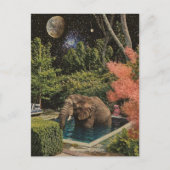 Surrealer schöner Elefant im Pool Postkarte (Vorderseite)
