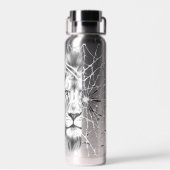 Surrealer schwarzer und weißer Löwe Web Motivation Trinkflasche (Rückseite)