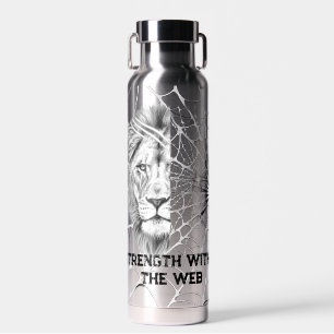 Surrealer schwarzer und weißer Löwe Web Motivation Trinkflasche