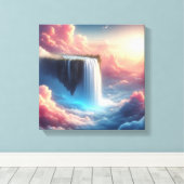 Surrealer schwebender Felsen mit Wasserfall Leinwanddruck (Insitu (Holzboden))