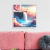 Surrealer schwebender Felsen mit Wasserfall Leinwanddruck (Insitu (Wohnzimmer))