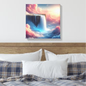 Surrealer schwebender Felsen mit Wasserfall Leinwanddruck (Insitu (Schlafzimmer))