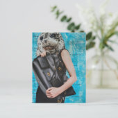Surrealer Seehund mit riesiger schwarzer Handtasch Postkarte (Stehend Vorderseite)