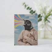 Surrealer Singender Amsel-Collage Postkarte (Stehend Vorderseite)