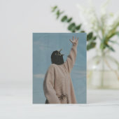 Surrealer Singender Amsel-Collage Postkarte (Stehend Vorderseite)