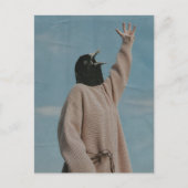 Surrealer Singender Amsel-Collage Postkarte (Vorderseite)