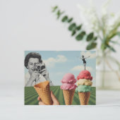 Surrealer Sommercollage Eiscreme Balance Postkarte (Stehend Vorderseite)