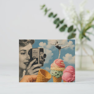 Surrealer Sommercollage Eiscremeportionen Postkarte