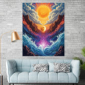 Surrealer Sonne-und-Mond-Abstraktlandschaftsposter Poster