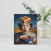 Surrealer Speck-Sandwich und Suppe Postkarte (Stehend Vorderseite)