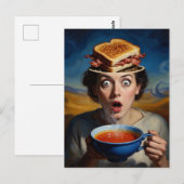Surrealer Speck-Sandwich und Suppe Postkarte (Vorne/Hinten)