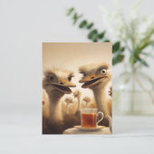 Surrealer Straußenteestunde Postkarte (Stehend Vorderseite)