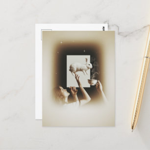 Surrealer Tee mit dem weißen Kaninchen Postkarte
