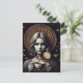 Surrealer Teetime mit Bienen Postkarte (Stehend Vorderseite)