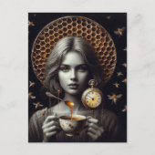 Surrealer Teetime mit Bienen Postkarte (Vorderseite)
