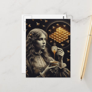 Surrealer Teetime mit Bienen Postkarte