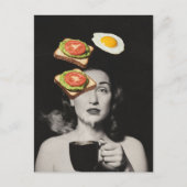 Surrealer Toast mit einer Eierfrau mit Kaffee Postkarte (Vorderseite)