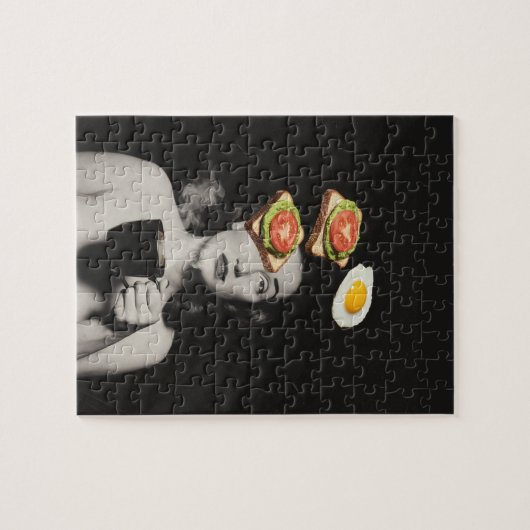 Surrealer Toast mit einer Eierfrau mit Kaffee Puzzle (Horizontal)