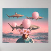 Surrealer Traumlandschaft mit Haien und Ballons Poster (Vorne)