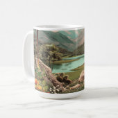 Surrealer tropischer See mit Palmen Kaffeetasse (Vorderseite Links)