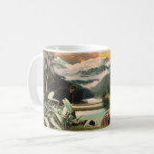 Surrealer tropischer Tal mit Palmen Kaffeetasse (Vorderseite Links)