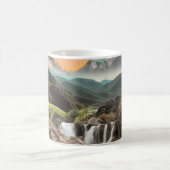 Surrealer tropischer Tal mit Wasserfällen Kaffeetasse (Mittel)