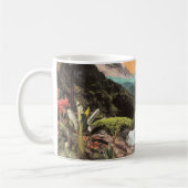Surrealer tropischer Tal mit Wasserfällen Kaffeetasse (Links)