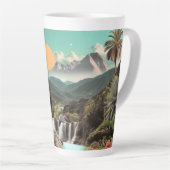 Surrealer tropischer Tal mit Wasserfällen Milchtasse (Rechte Ecke)