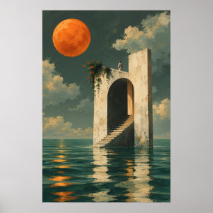 Surrealer Türdruck für den Ozean Poster