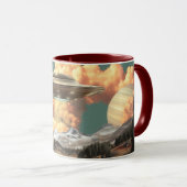 Surrealer UFO über einem Bergsee mit Planeten Tasse (VorderseiteRechts)