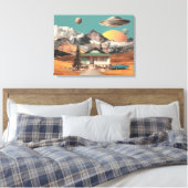 Surrealer UFO über rustikalem Haus Leinwanddruck (Insitu (Schlafzimmer))