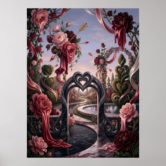 Surrealer Valentinsgarten-Traum Poster (Vorne)
