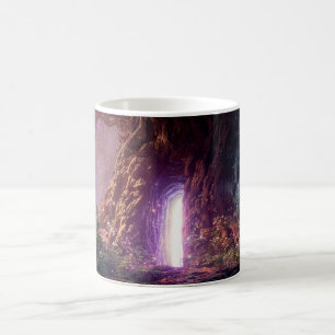 Surrealer verzauberter Baum mit leuchtendem Portal Kaffeetasse
