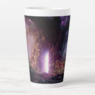 Surrealer verzauberter Baum mit leuchtendem Portal Milchtasse