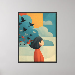 Surrealer Vintage-Frauen-Wandkunst-Druck Moderne F Leinwanddruck