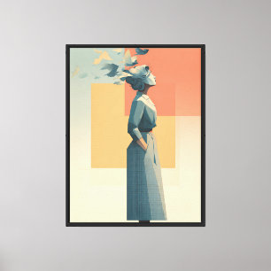 Surrealer Vintage-Frauen-Wandkunst-Druck – Moderne Leinwanddruck
