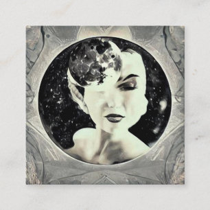 Surrealer Vintage-Mond-Dame Quadratische Visitenkarte