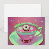 Surrealer Vintage-Teetasse & winziger Donut Postkarte (Vorne/Hinten)