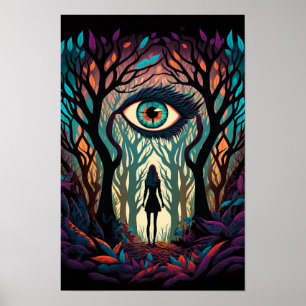 Surrealer Wald-der-Augen-Plakat Trippy Psychedel Poster