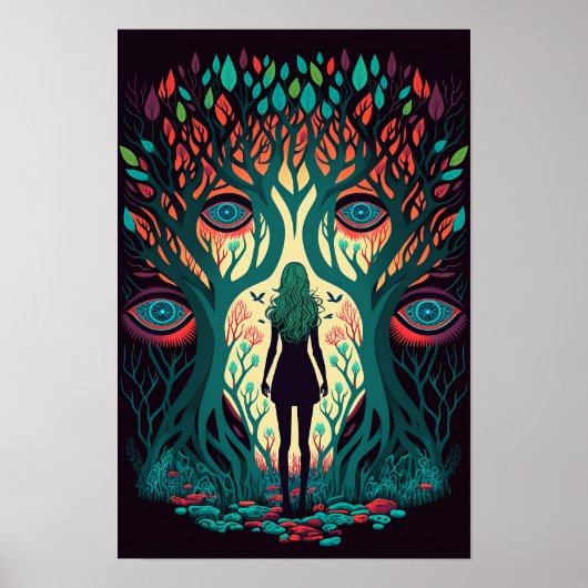 Surrealer Waldposter mit Augen | Trippy 2 Poster (Vorne)