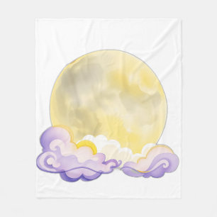 Surrealer Wasserfarbenmoon mit Sternen Fleecedecke
