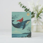 Surrealer Weihnachtsmann und der Wal Postkarte (Stehend Vorderseite)